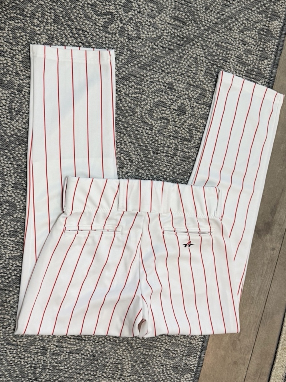 New Alleson Athletics Youth White & Red Pinstripe Baseball Pants YL